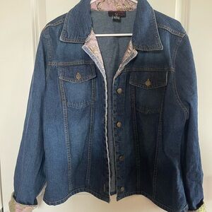 Women's Blue Denim Jacket with Pink Lining
